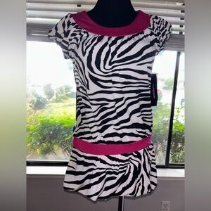 My Michelle Black and White Zebra Dress with Pink Highlights
